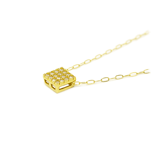 Colar Ponto de Luz Quadrado com Zirc�nia em Ouro 18 Kilates � 25459